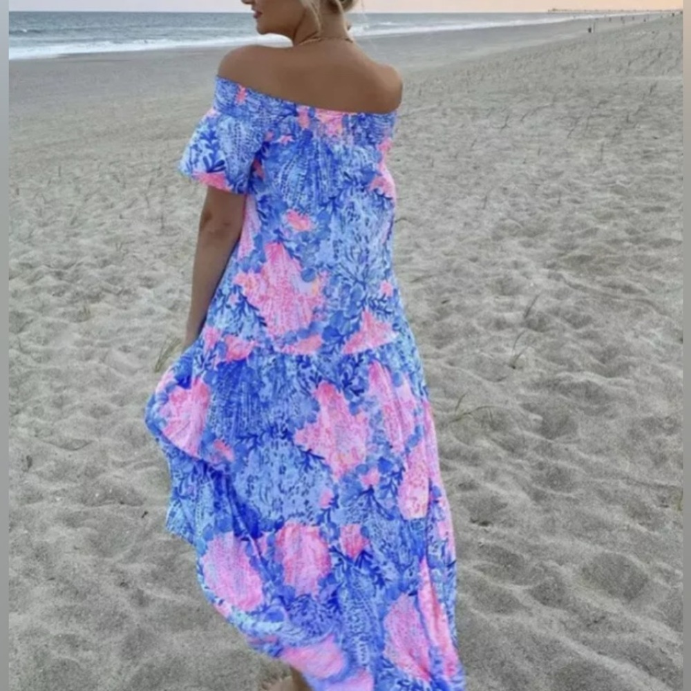 Rare Lilly Pulitzer Dezi off shoulder Maxi dress Sway with me size M